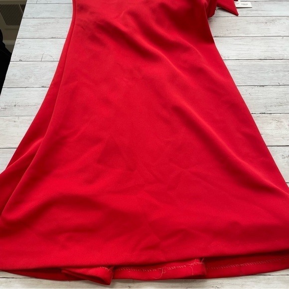 $460 Betsy & Adam Womens Red Ruffled One Shoulder Trumpet Scuba Gown Dress 6 - Picture 5 of 7
